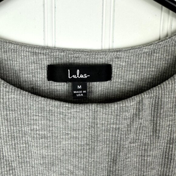 Lulu's Dress Bodycon Stretchy Knit Gray Ruched sides size Medium - Picture 2 of 5